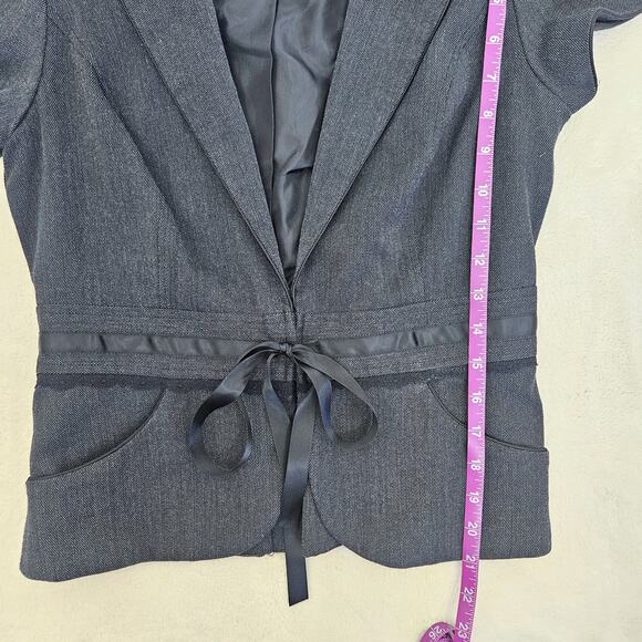 Y2k Puff Cap Sleeve Blazer Top Alt Horror Game Office Siren Y2K 90s Ribbon Sz M - Picture 6 of 7